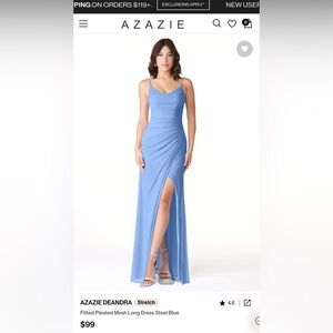 Azazie Chiffon Blue Deandre Dress in Steel Blue